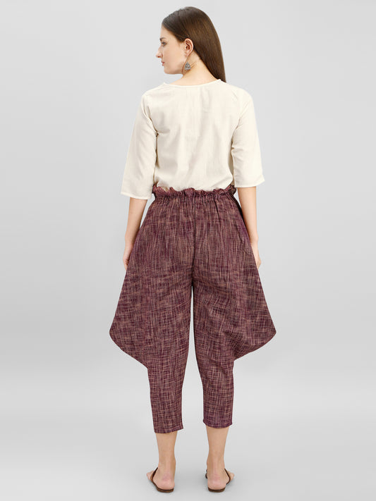 Rust High Waist Baggy Pants With Off-White Top