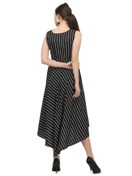 Classica Black and White Stripe Party  Dress