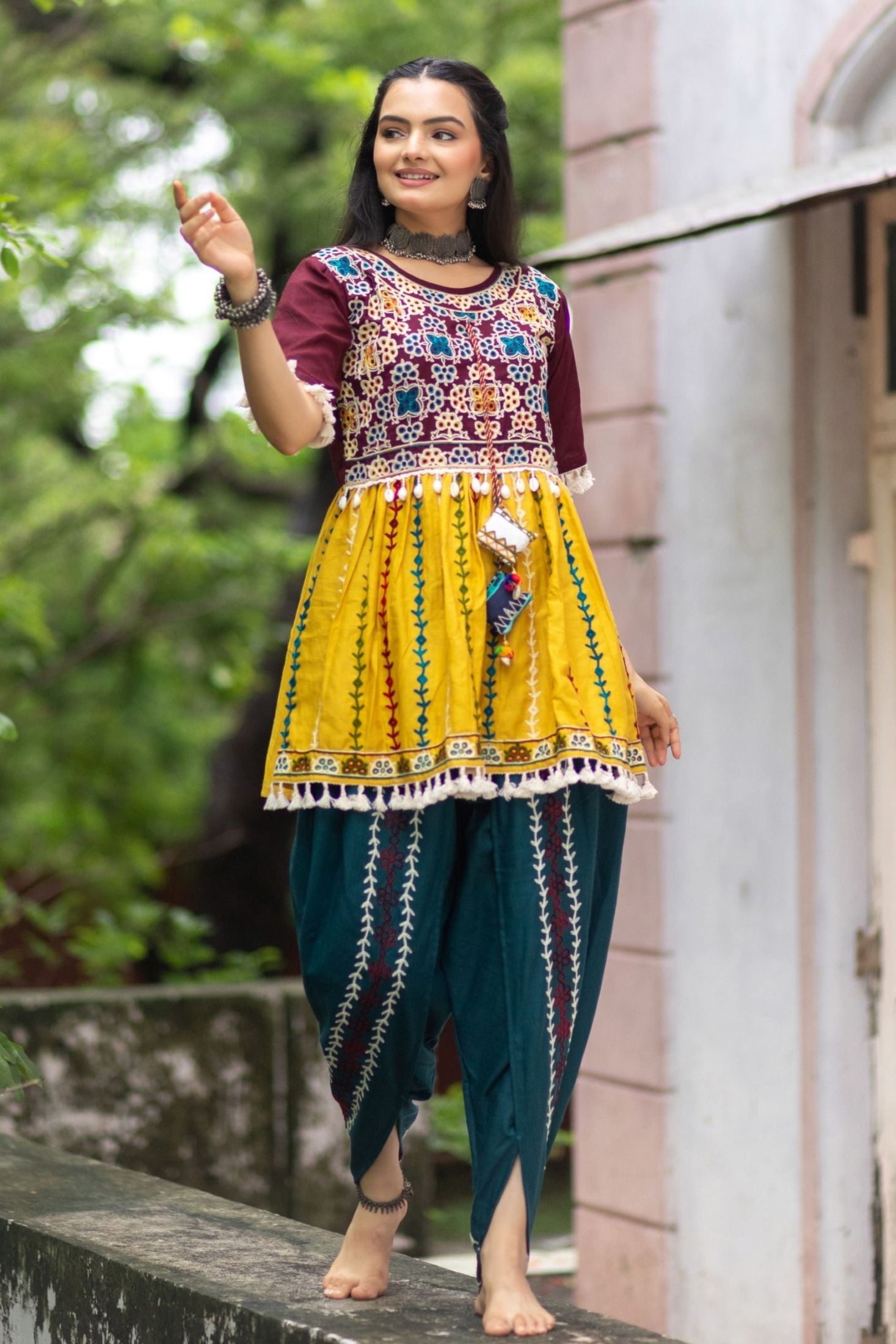 Navratri wear clothes embroidered kedia with dhoti for women - 3 Navratri wear clothes embroidered kedia with dhoti for women - 3