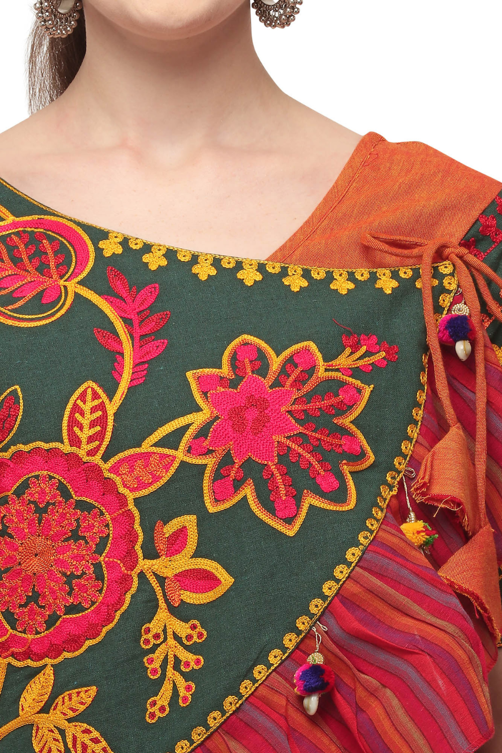 Navratri special orange embroidered kedia tops only