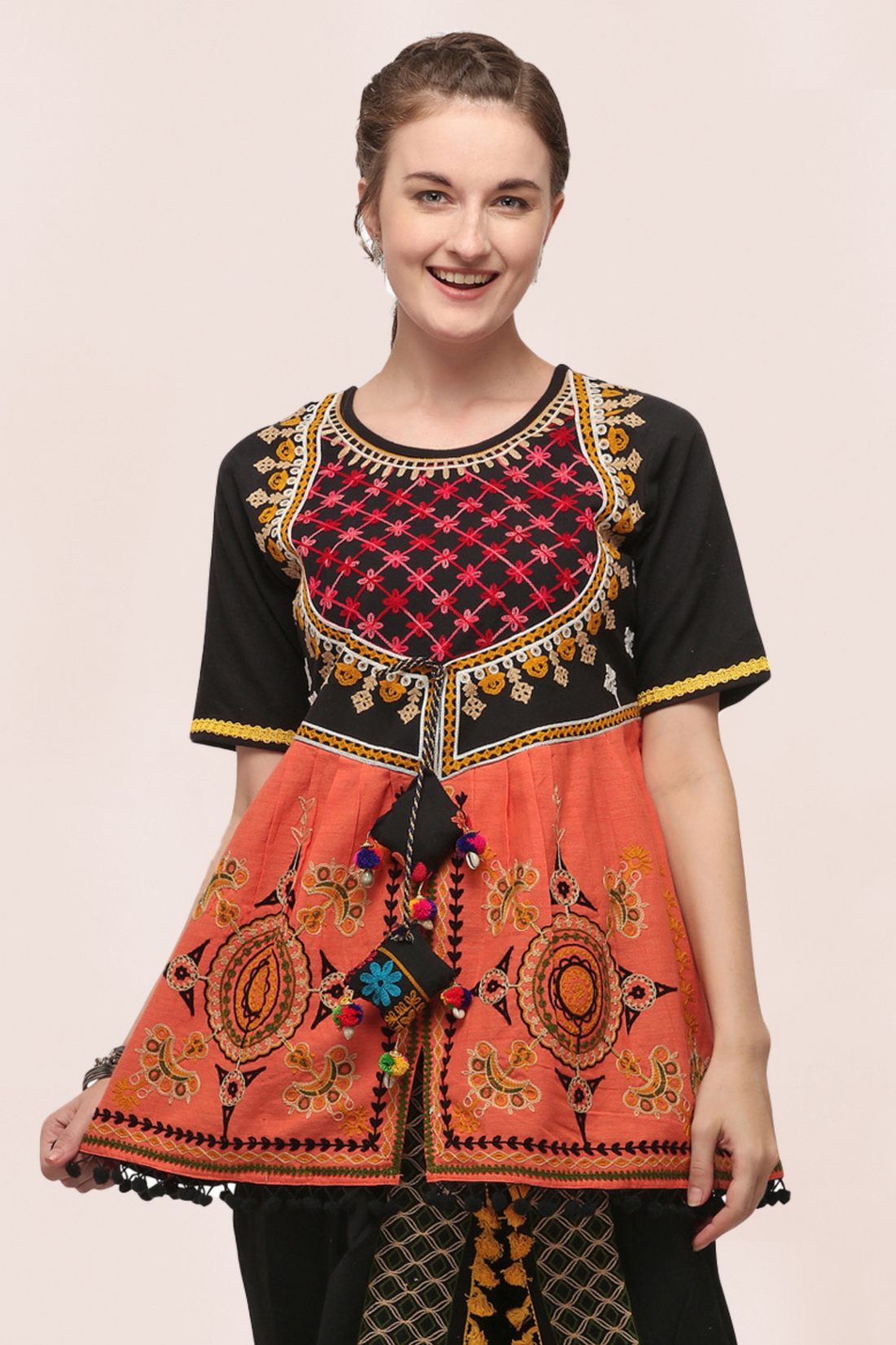 Navratri special black embroidered kedia tops only