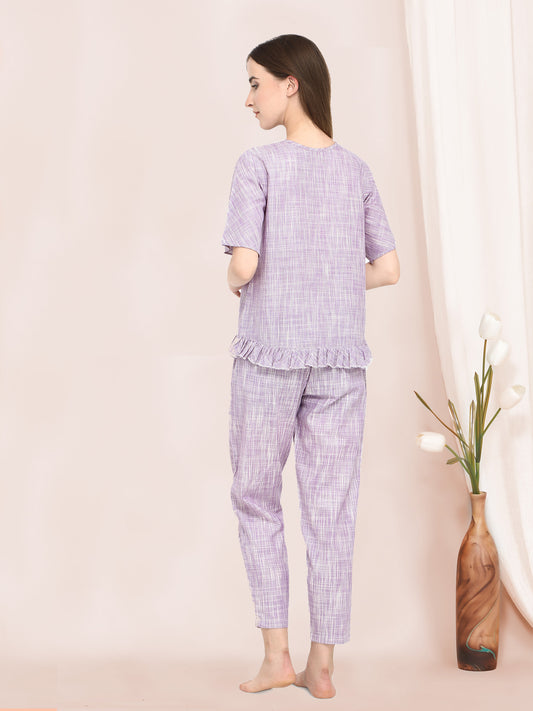 Lily Lavender Pleated Cotton Nightwear