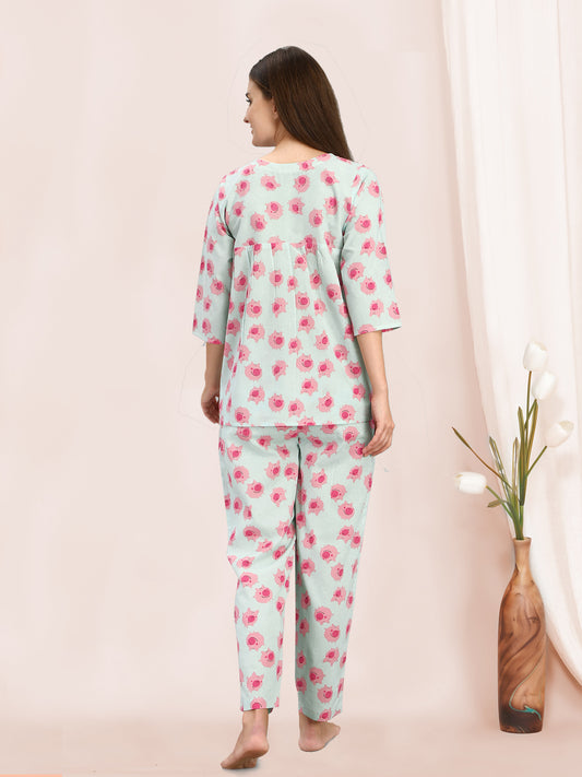 Pink Pigy Quirky Printed Cotton Pajama Set