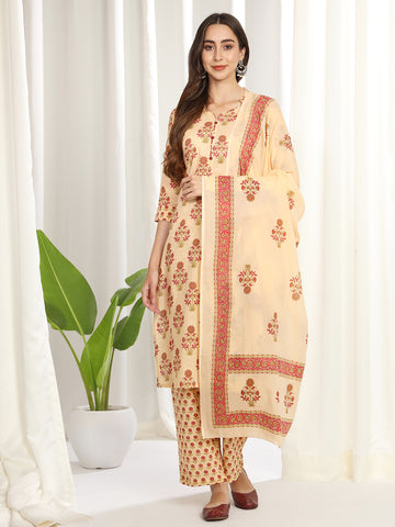 women's printed classy kurti and pant with dupatta