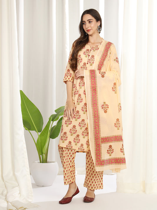 women's printed classy kurti and pant with dupatta